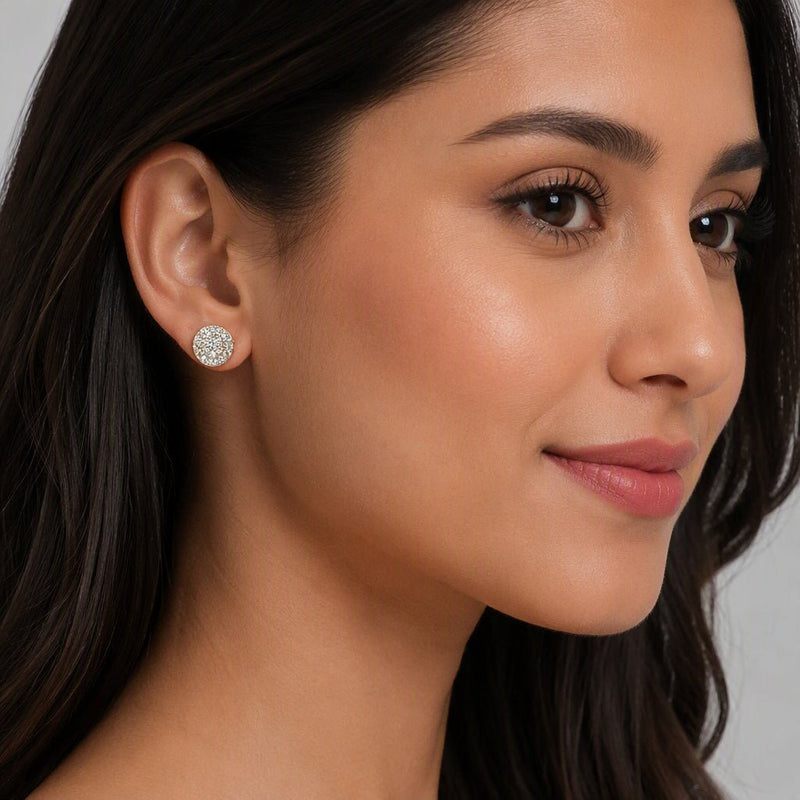 Sterling Silver Cubic Zirconia Pavé Dot Stud Earrings