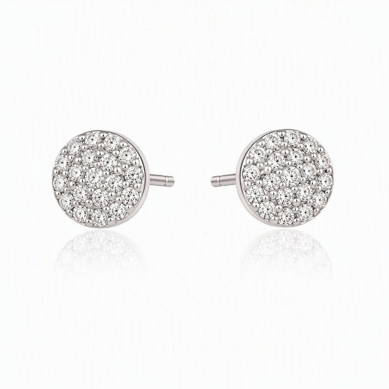 Sterling Silver Cubic Zirconia Pavé Dot Stud Earrings