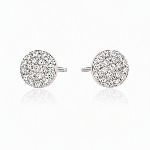 Sterling Silver Cubic Zirconia Pavé Dot Stud Earrings - Leila Jewels