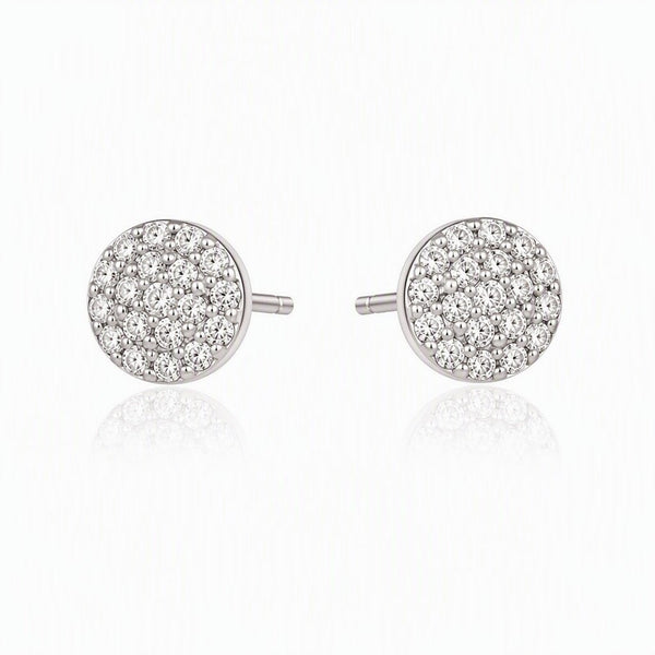 Sterling Silver Cubic Zirconia Pavé Dot Stud Earrings - Leila Jewels