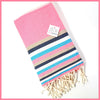 Turkish Towel / Sarong / Beach Towel - Pink Blue Multi Stripe - Leila Jewels