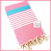 Turkish Towel / Sarong / Beach Towel - Pink Blue - Leila Jewels