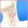 Handmade Beaded Chandelier Earrings - Pink Pastel - Leila Jewels
