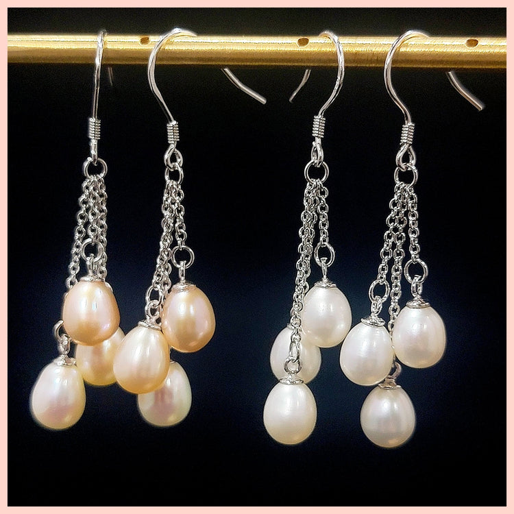 Three Pearl Dangle Earrings - Leila Jewels