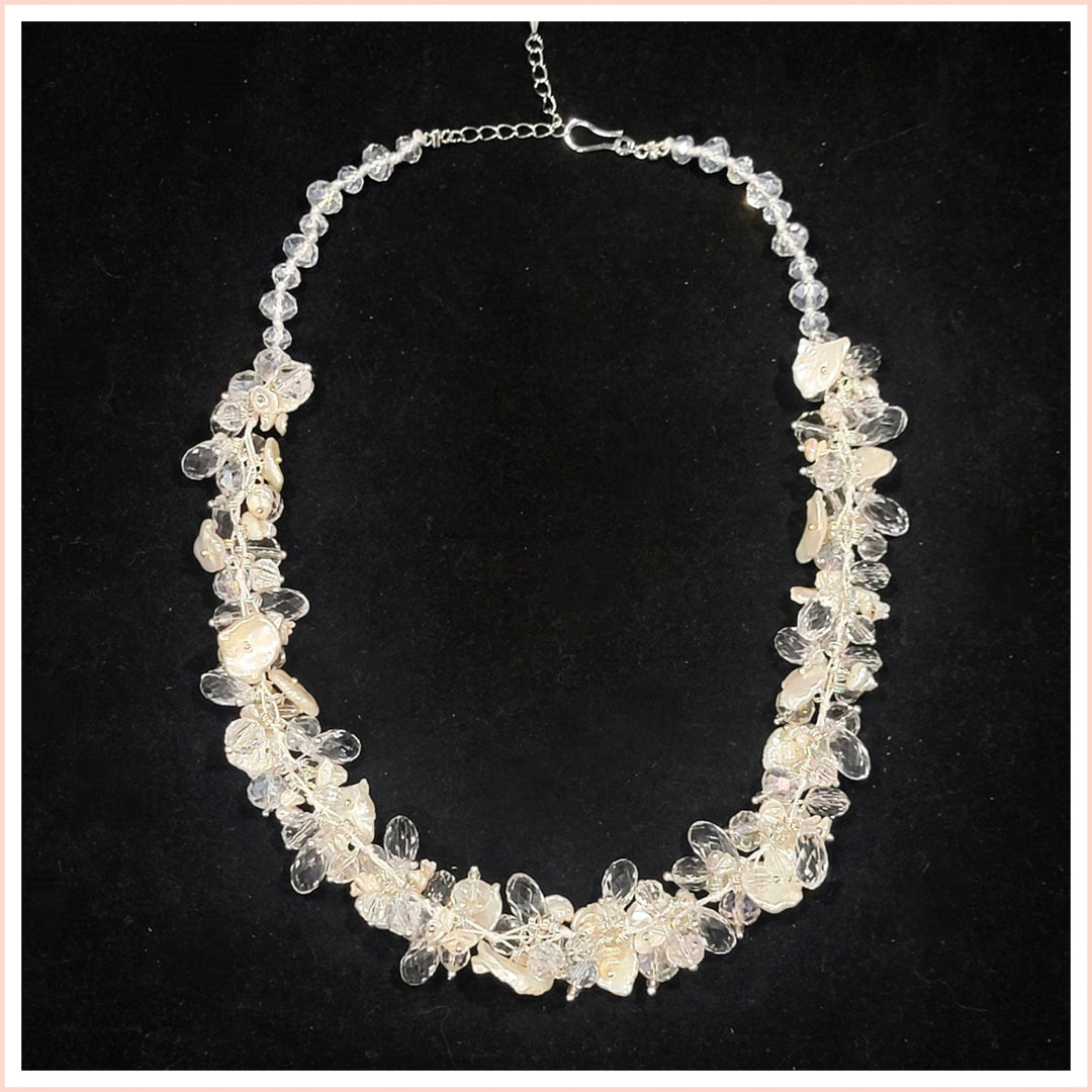 Keshi Pearl Crystal Necklace - Leila Jewels