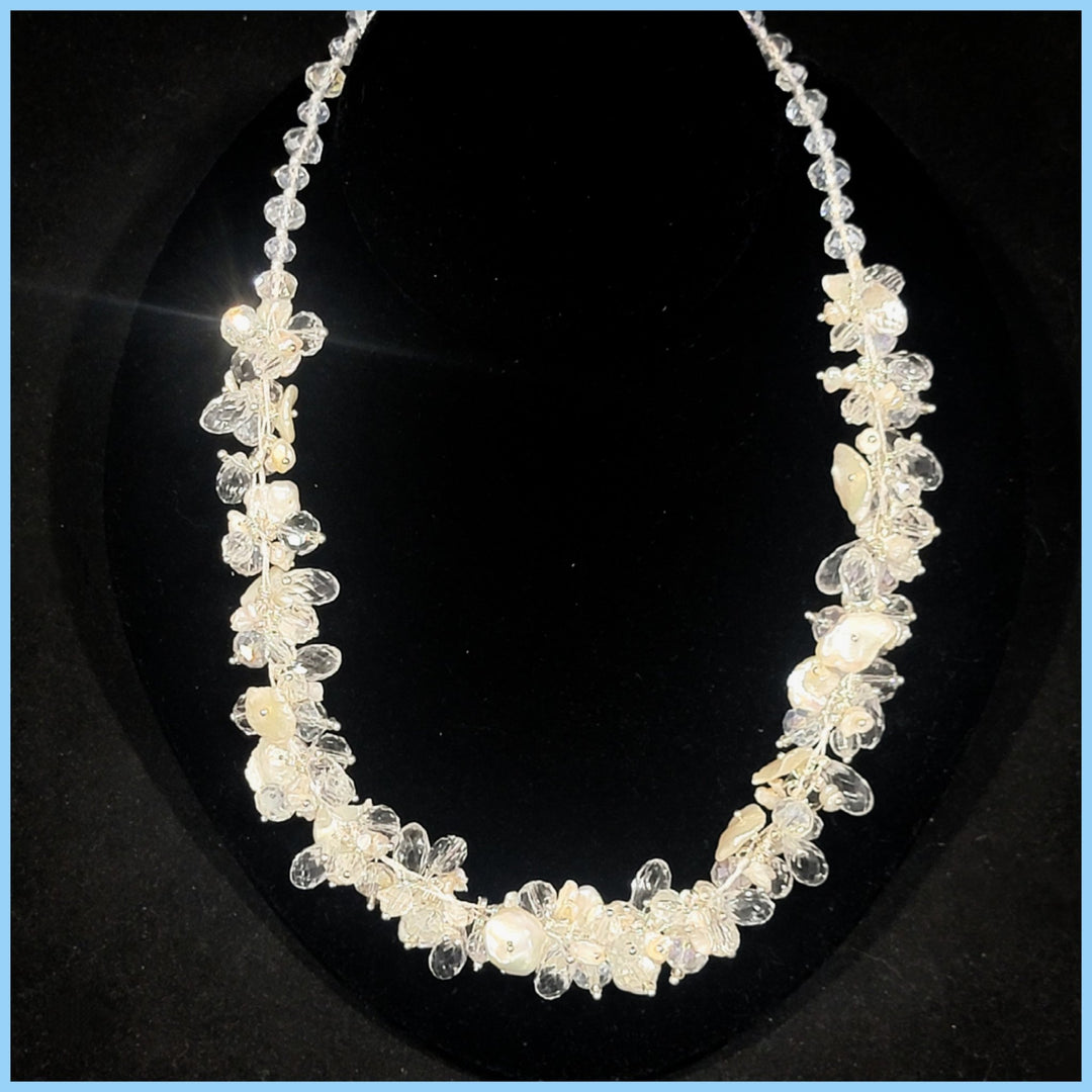 Keshi Pearl Crystal Necklace - Leila Jewels