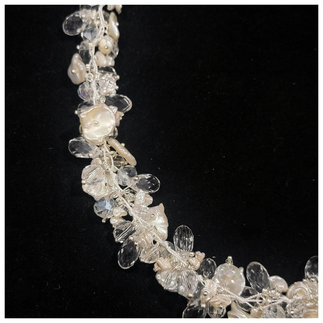 Keshi Pearl Crystal Necklace - Leila Jewels