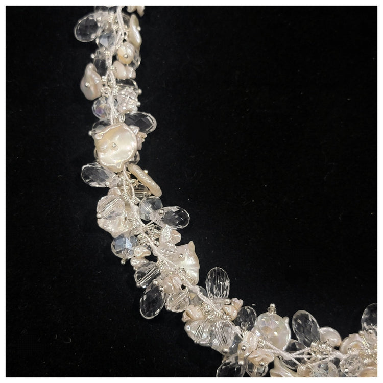 Keshi Pearl Crystal Necklace - Leila Jewels