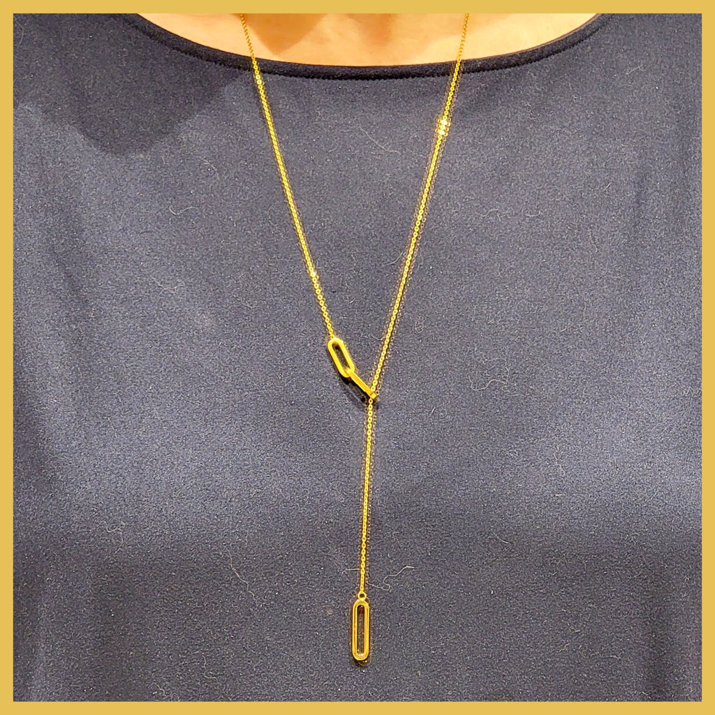 Paperclip Chain Lariat by B. Tiff - Leila Jewels