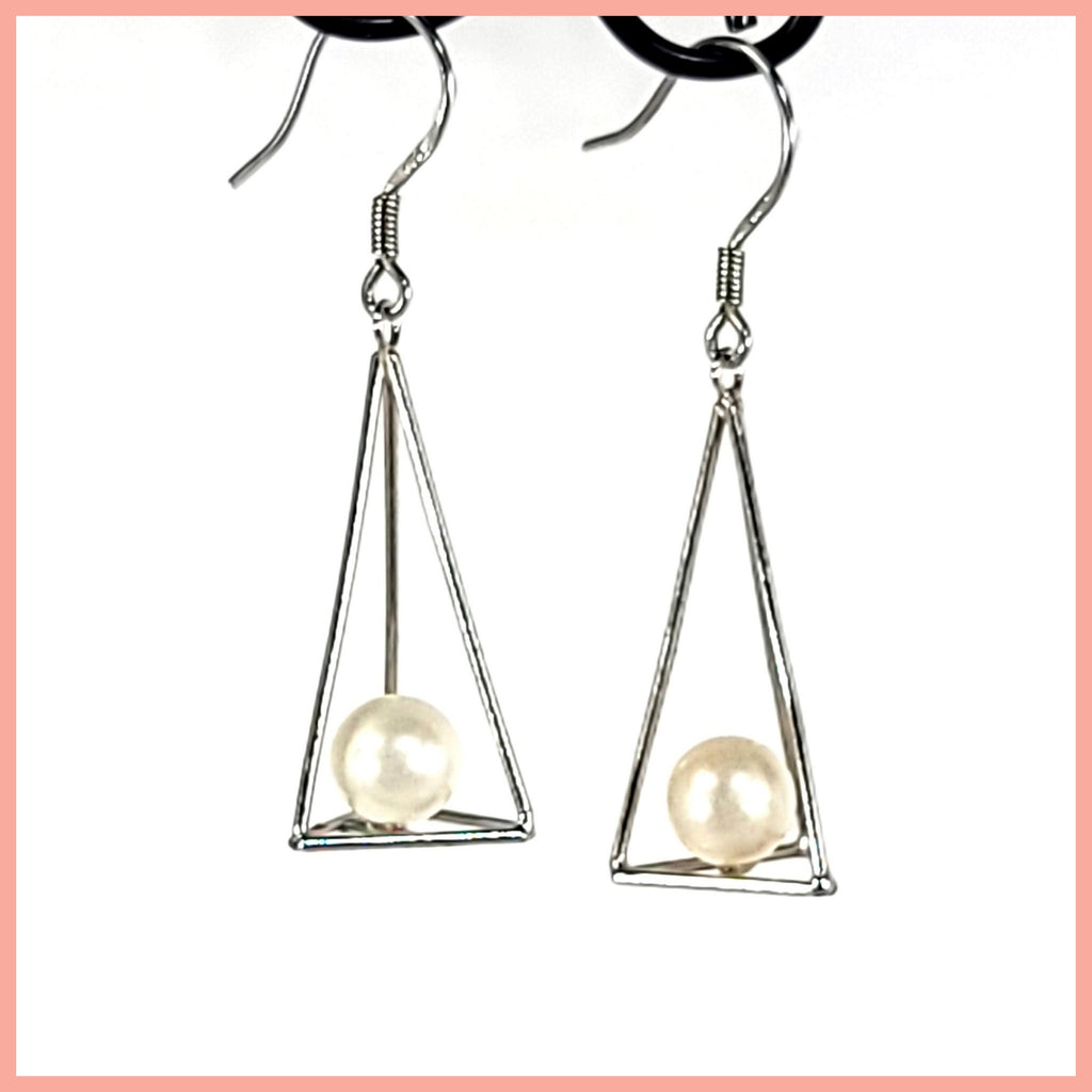 pearl pyramid cage earrings leila jewels