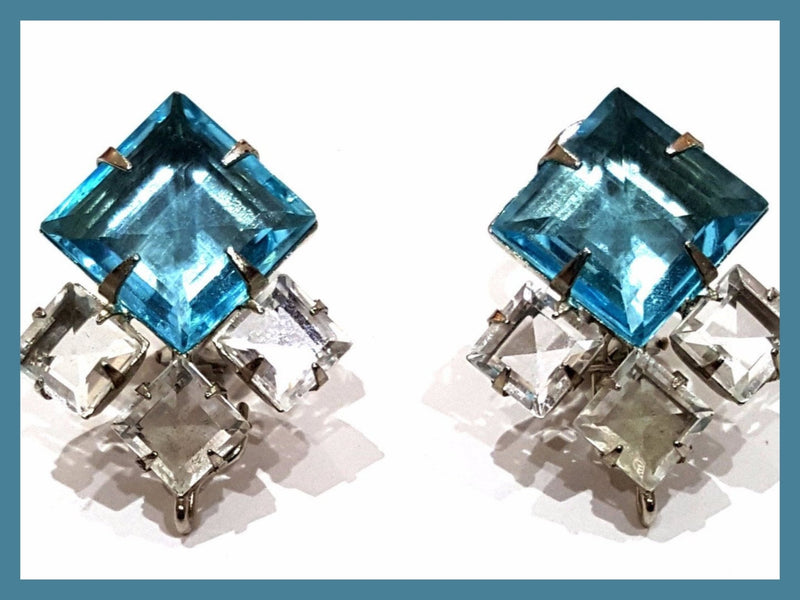 Blue Topaz and White Quartz Earrings from Bounkit - Leila Jewels