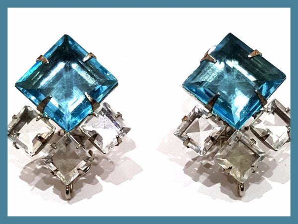 Blue Topaz and White Quartz Earrings from Bounkit - Leila Jewels