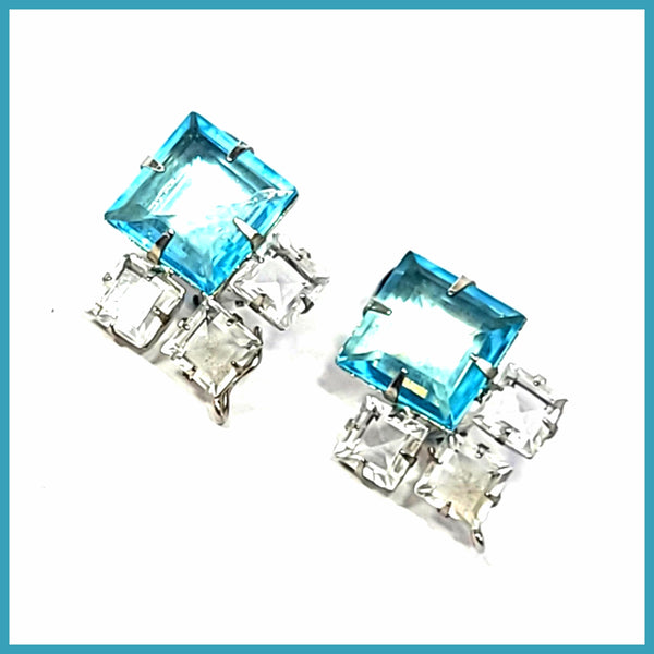 Blue Topaz and White Quartz Earrings from Bounkit - Leila Jewels