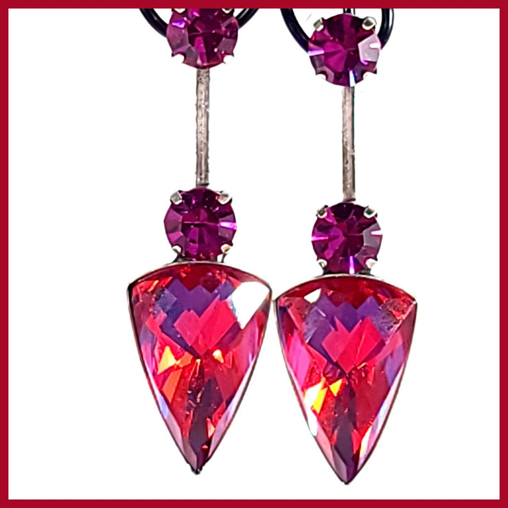 Hot Pink Crystal Earrings