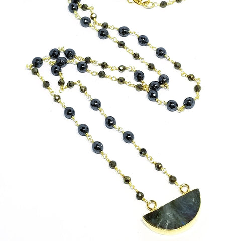 labradorite slice necklace leila jewels