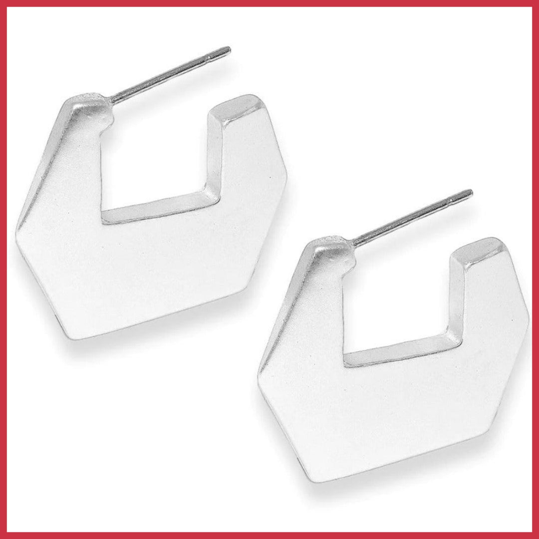 Flat Pentagon Huggie Earrings - Leila Jewels