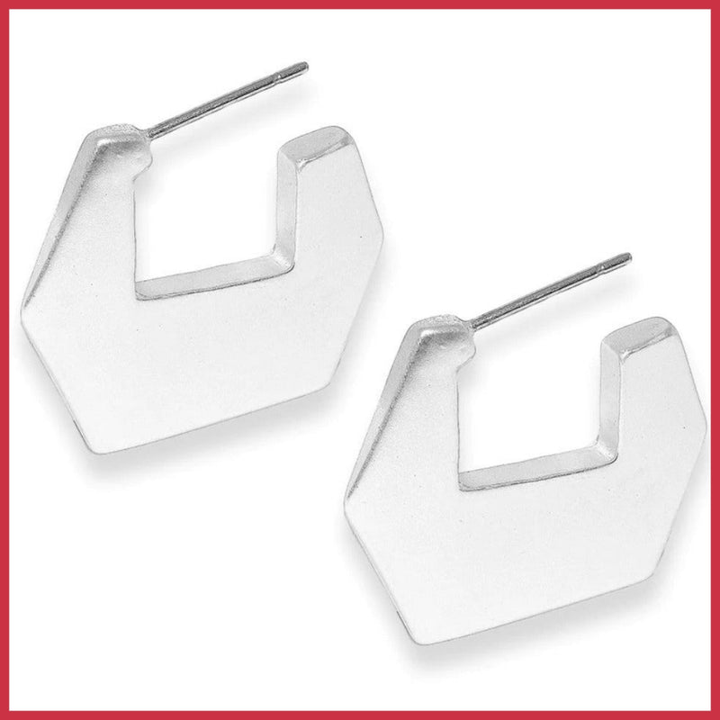 Flat Pentagon Huggie Earrings - Leila Jewels