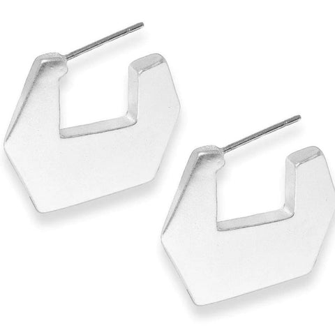 Flat Pentagon Huggie Earrings - Leila Jewels