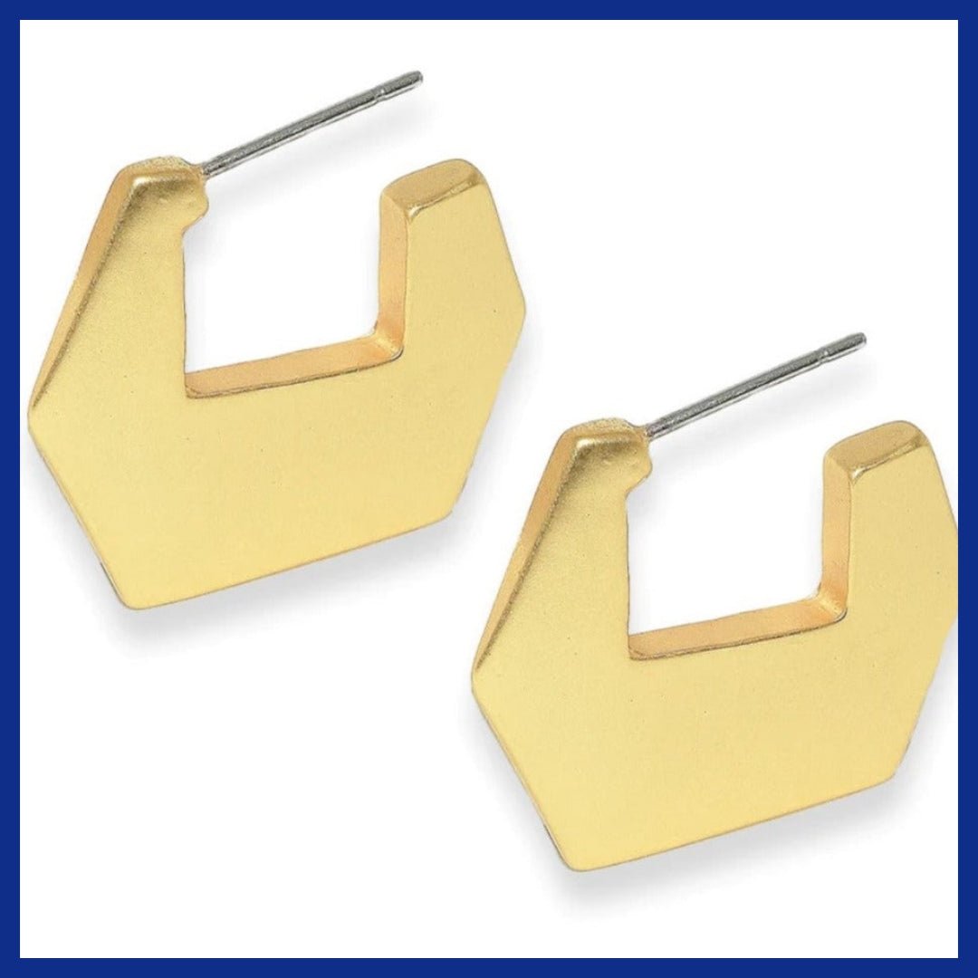 Flat Pentagon Huggie Earrings - Leila Jewels