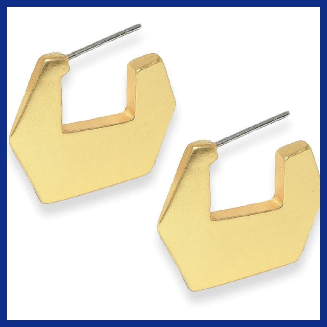 Flat Pentagon Huggie Earrings