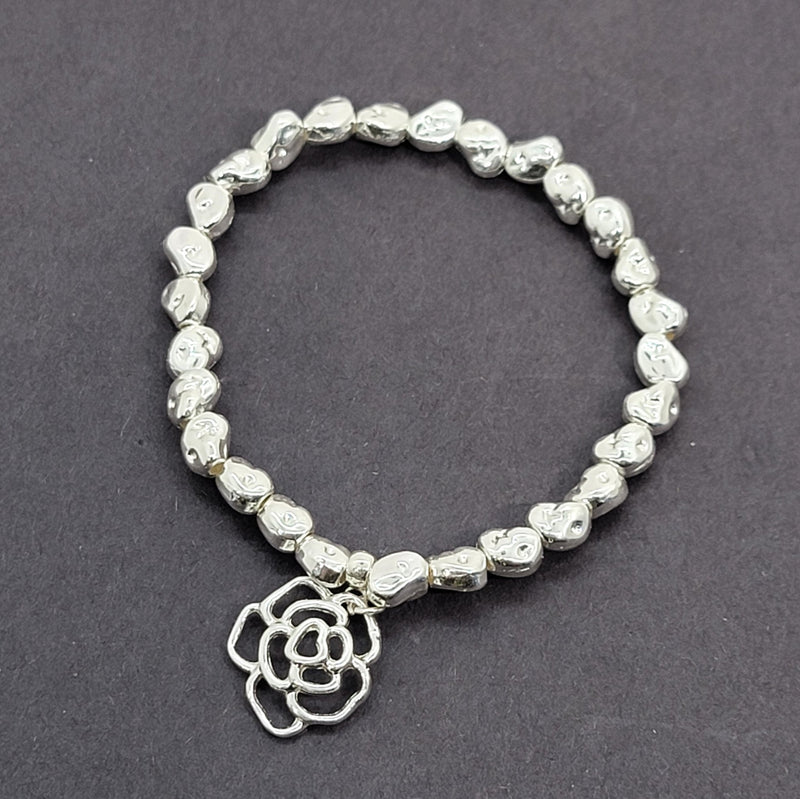 Silver Nugget Charm Bracelet - Leila Jewels