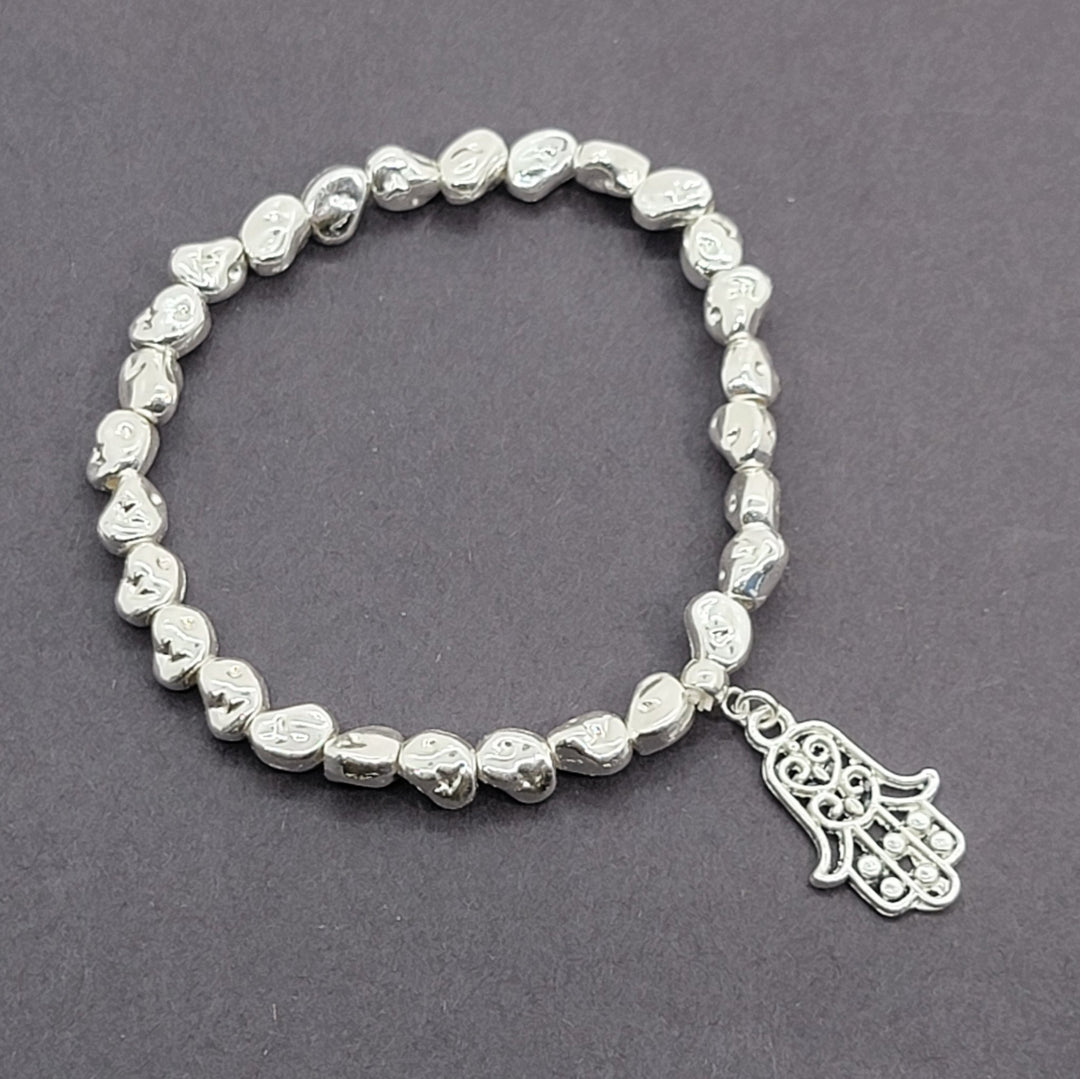 Silver Nugget Charm Bracelet - Leila Jewels