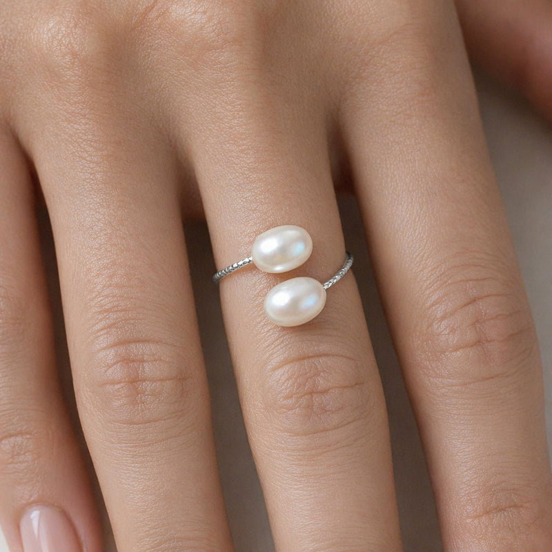 Adjustable Double Pearl Ring - Leila Jewels