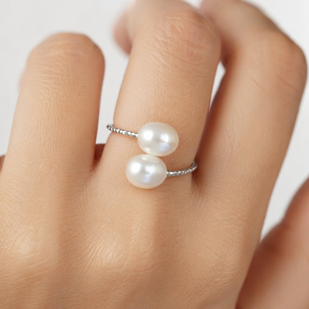 Adjustable Double Pearl Ring - Leila Jewels