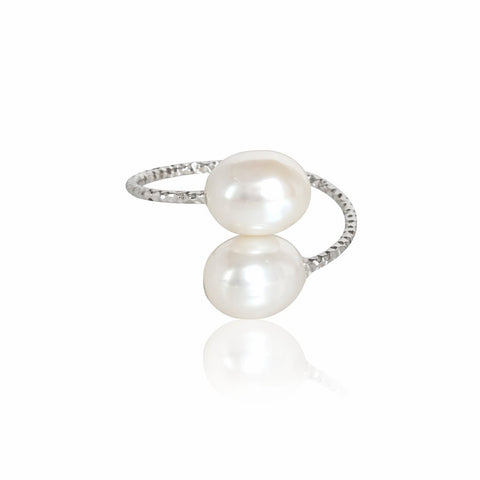 Adjustable Double Pearl Ring - Leila Jewels