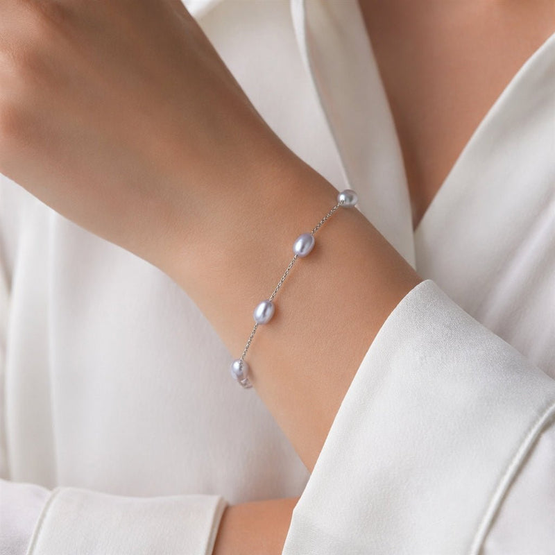 Pearl Station Bracelet - Leila Jewels