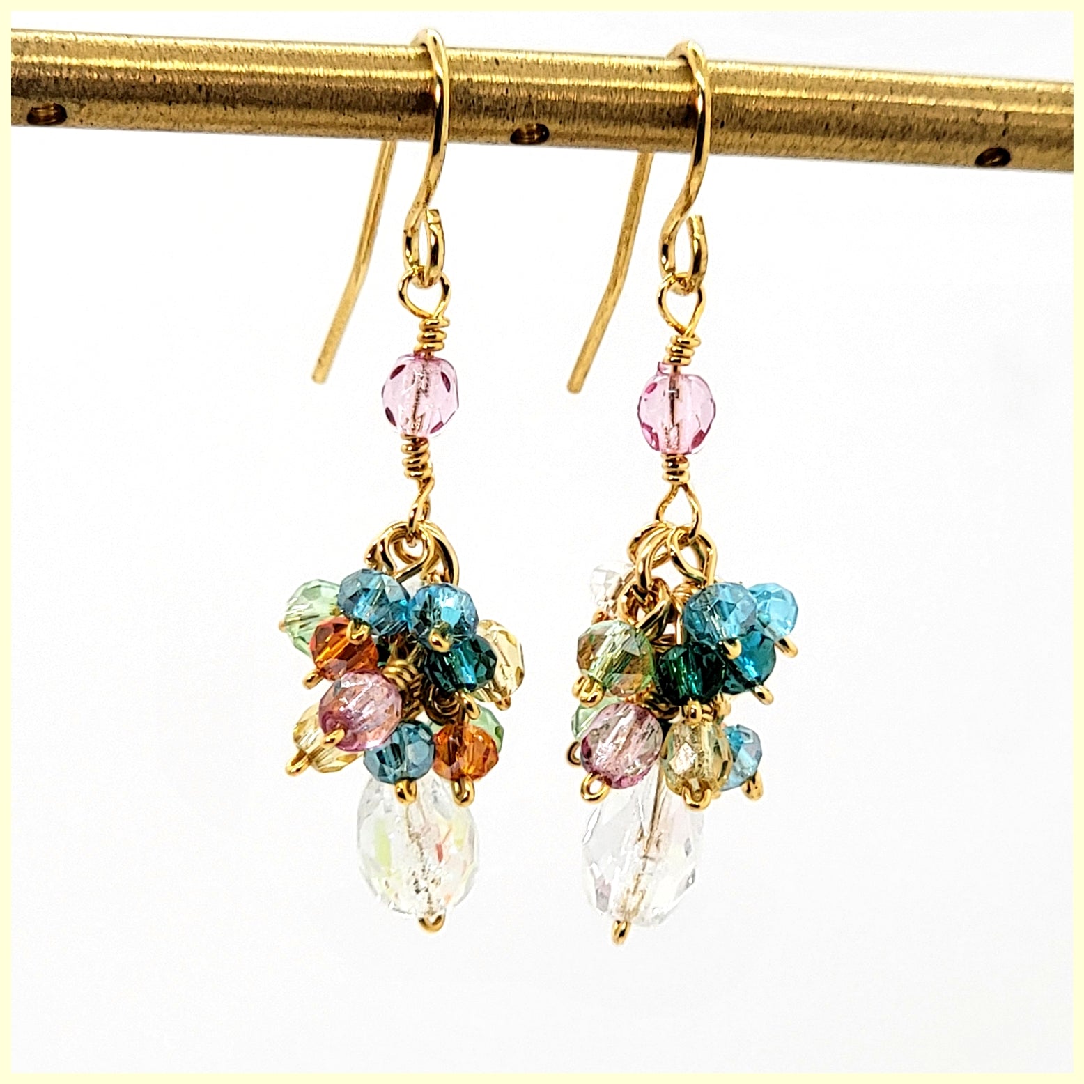 Multi - color Crystal Cluster Earrings - Pastel - Leila Jewels
