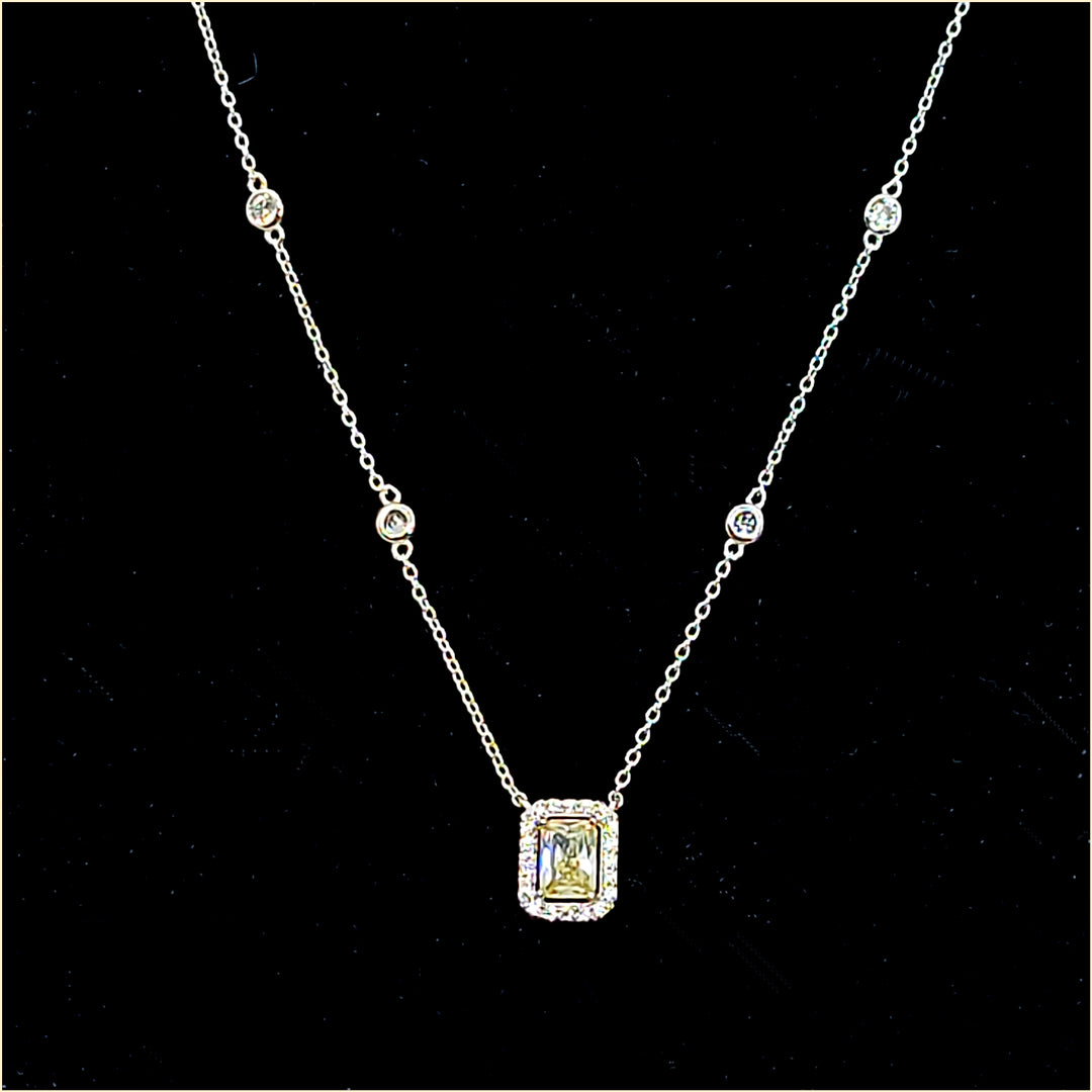 Halo Yellow Zirconia Necklace - Leila Jewels