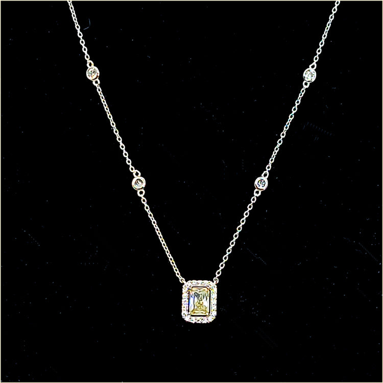 Halo Yellow Zirconia Necklace - Leila Jewels