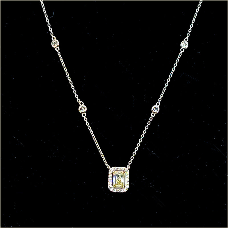 Halo Yellow Zirconia Necklace - Leila Jewels