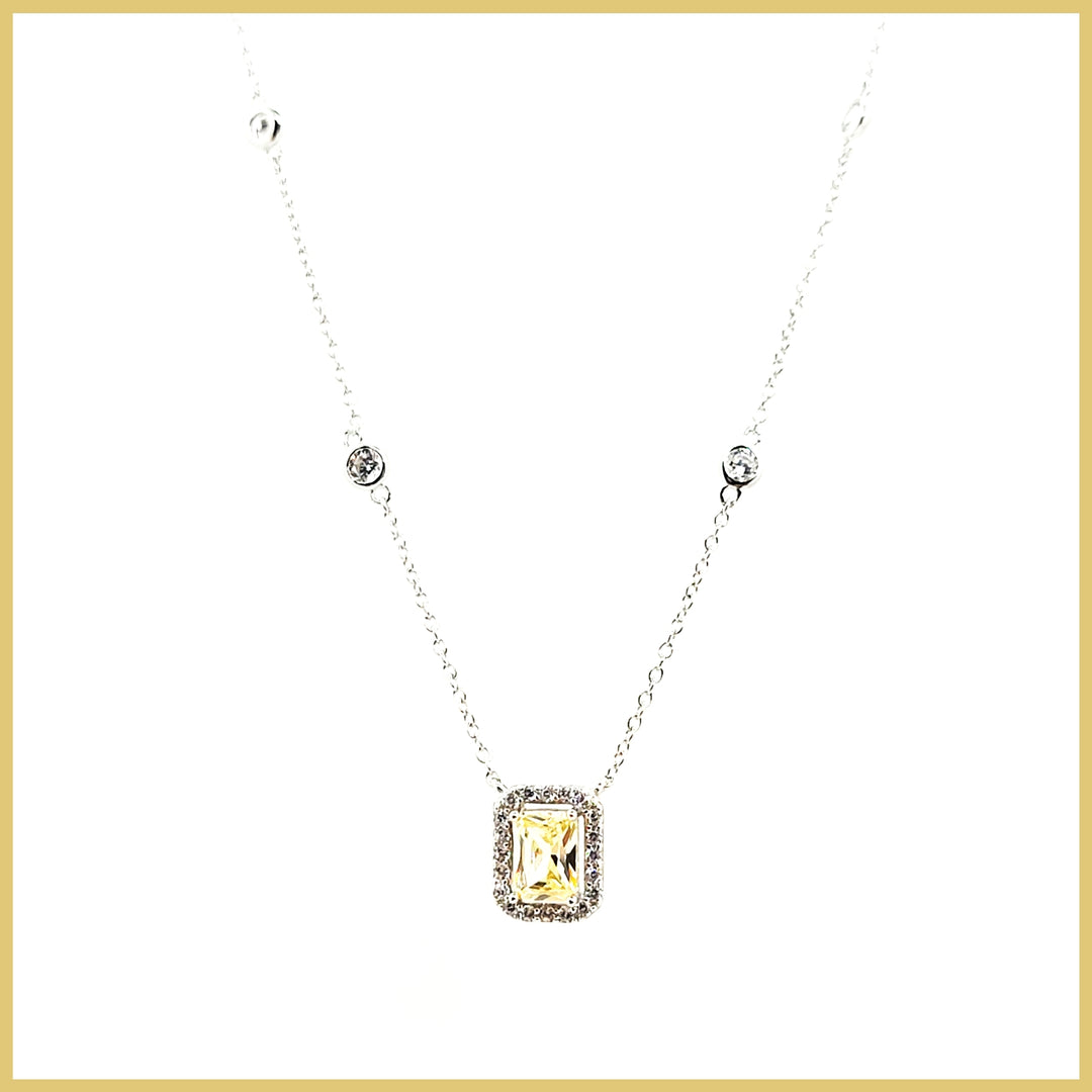 Halo Yellow Zirconia Necklace - Leila Jewels