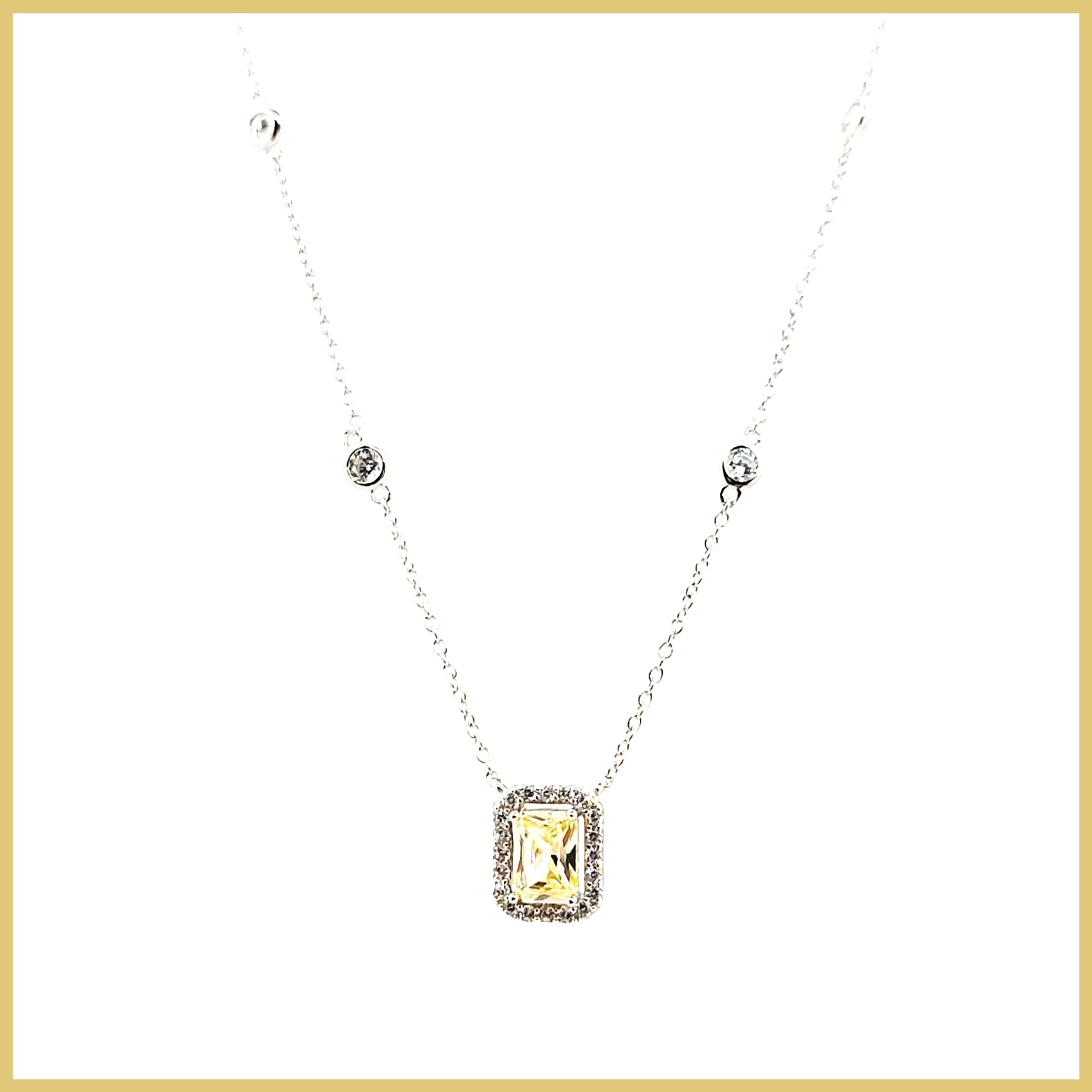 Halo Yellow Zirconia Necklace - Leila Jewels