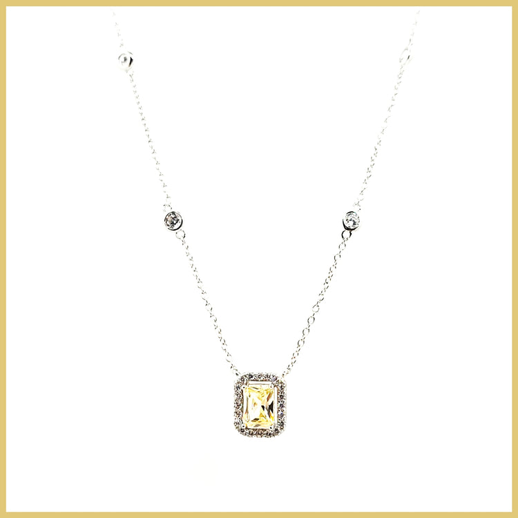 Halo Yellow Zirconia Necklace - Leila Jewels