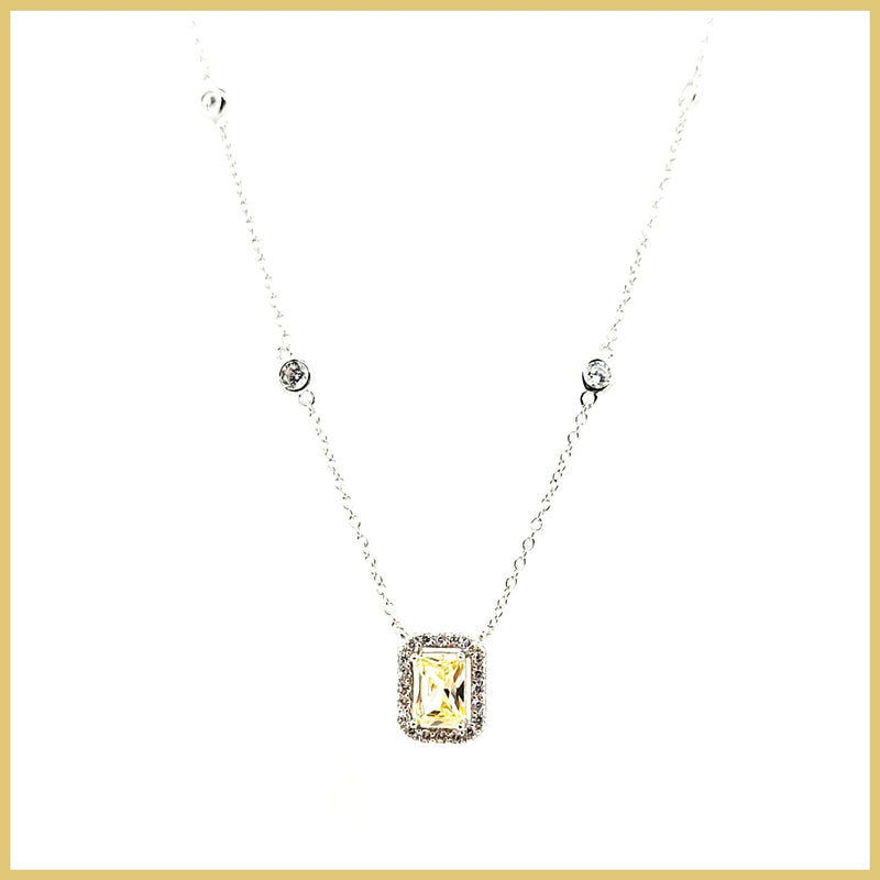 Halo Yellow Zirconia Necklace - Leila Jewels