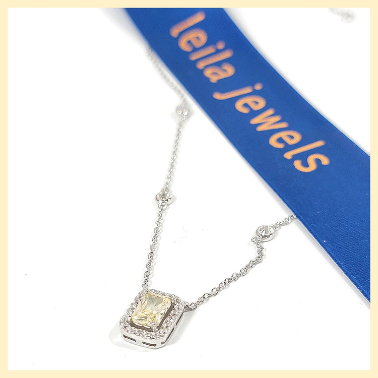 Halo Yellow Zirconia Necklace - Leila Jewels