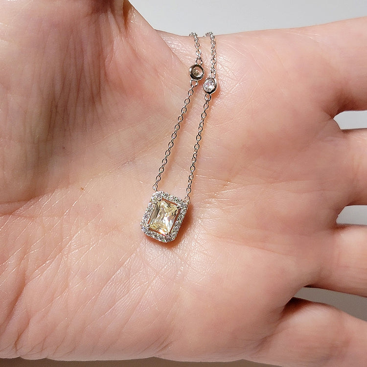 Halo Yellow Zirconia Necklace - Leila Jewels