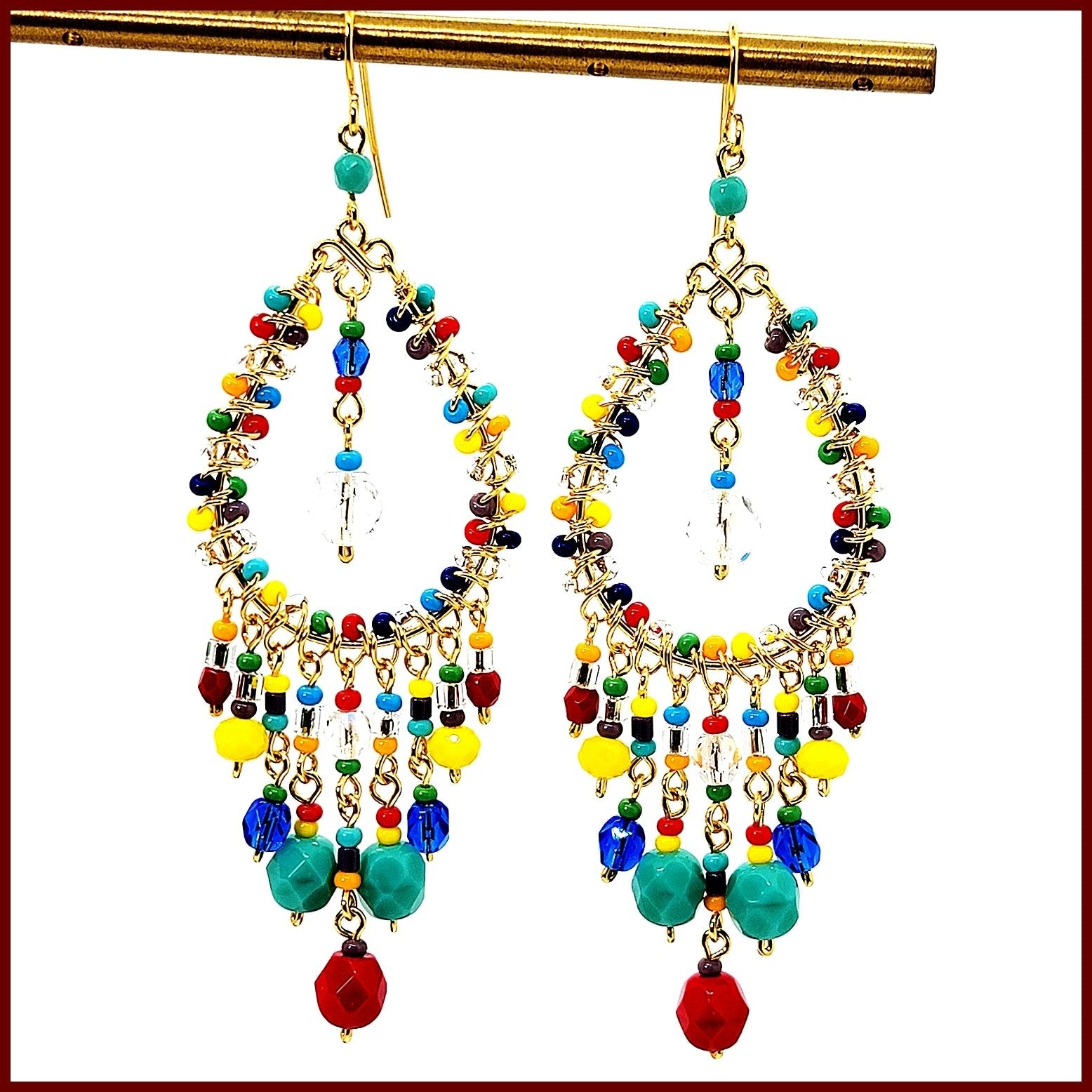 Handmade Beaded Chandelier Earrings - Teardrop - Leila Jewels
