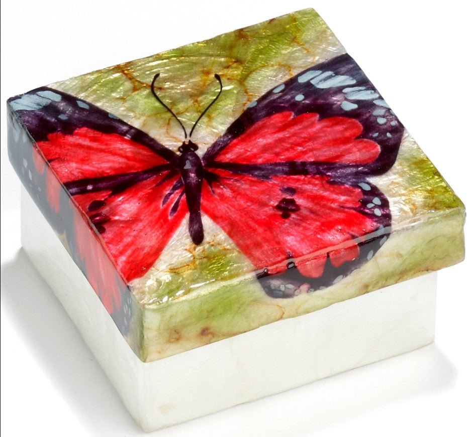 Butterfly Capiz Shell Painted Trinket Box - Leila Jewels