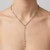 Labradorite Beads "Y" Necklace with Rose Quartz - Leila Jewels