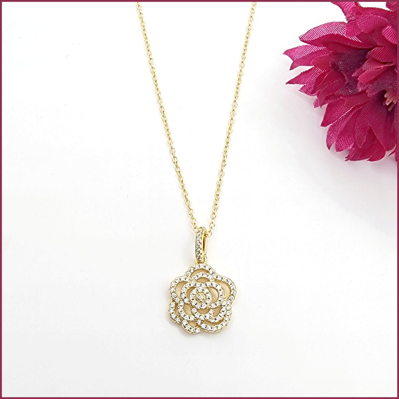 Sterling Pavé Rose Necklace - Leila Jewels