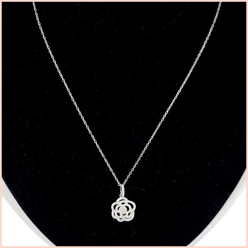 Sterling Pavé Rose Necklace - Leila Jewels