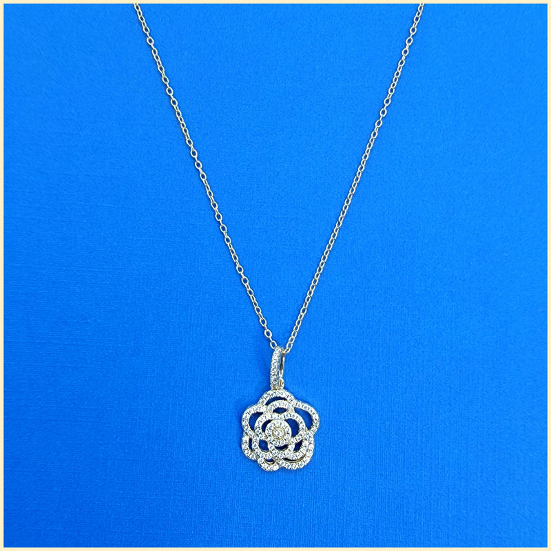 Sterling Pavé Rose Necklace - Leila Jewels