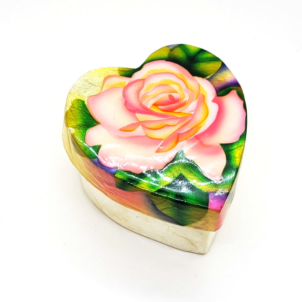 Rose Heart Capiz Shell Painted Trinket Box - Leila Jewels