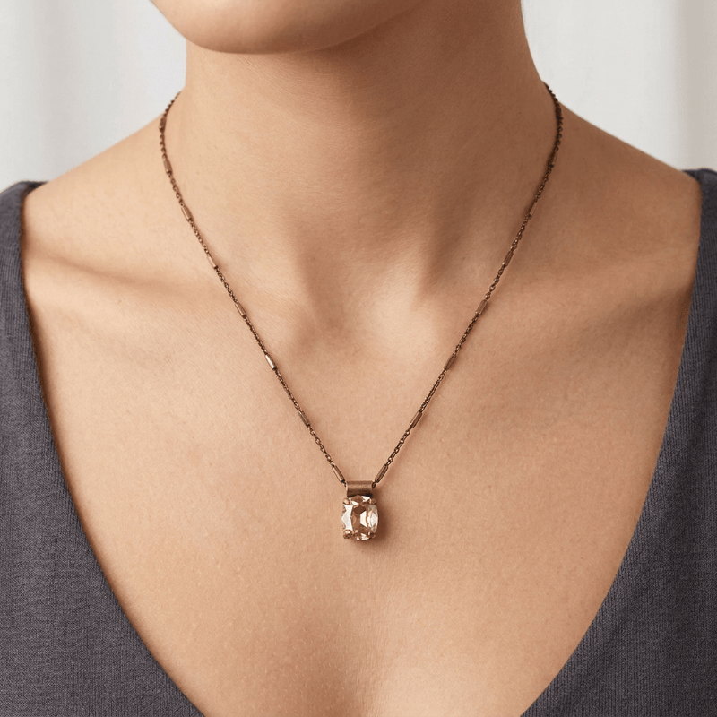 Peach Crystal Pendant Necklace - Leila Jewels