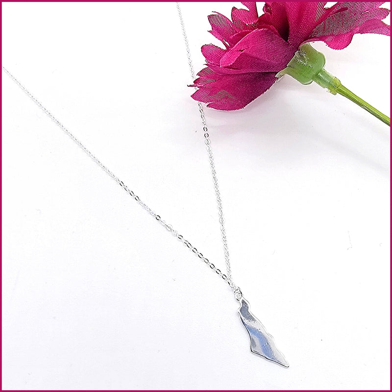 Israel Map Pendant Necklace in Silver - Leila Jewels