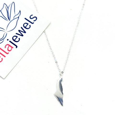 Israel Map Pendant Necklace in Silver - Leila Jewels
